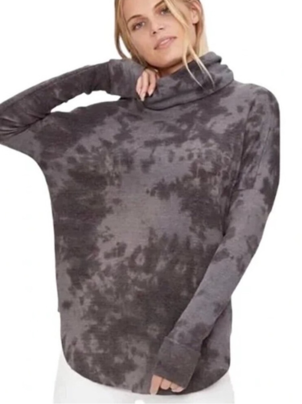 Michael Stars Marcy Tie Dye Thermal Turtleneck